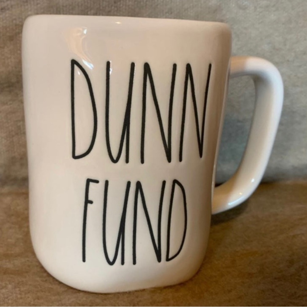 RAE DUNN “ DUNN FUND “‎ WHITE CERAMIC MUG